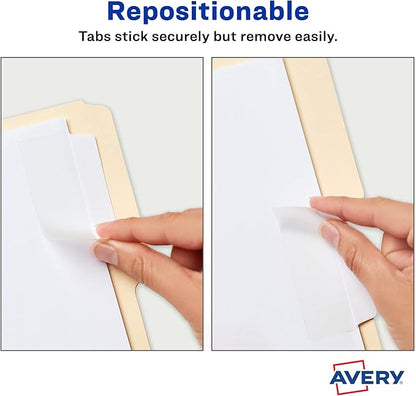 Avery Ultra Tabs, File Tabs, 3" x 1.5", 2-Side Writable, White, 24 Tabs Per Pack, 2-Pack, 48 Self Adhesive Tabs Total (34777)