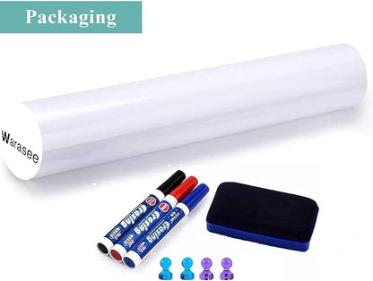 Magnetic Dry Erase Whiteboard Paper, 24" x 39" Self Adhesive Whiteboard for Wall, Easy to Write and Clean Dry Erase Board for Kids, Office, Home, with Marker, Magnetic Eraser and Magnets