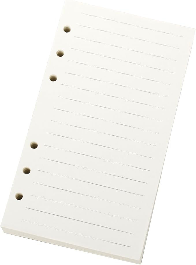 Ancicraft Refill Paper A6 6 Hole 3.75 X 6.75 Inches Lined Creamy White Paper for Loose Leaf Binder Notebook 100 Sheets / 200 Pages