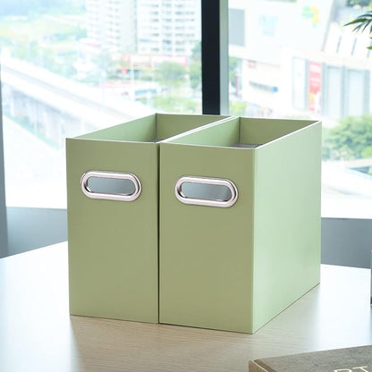 Oterri File Organizer, Small Storage Box, Cardboard File Folder Organizer, Collapsible File Box, Hanging File Organizer for Letter Size, Portable File Box with Handle, Only Box（Green，6 Packs）