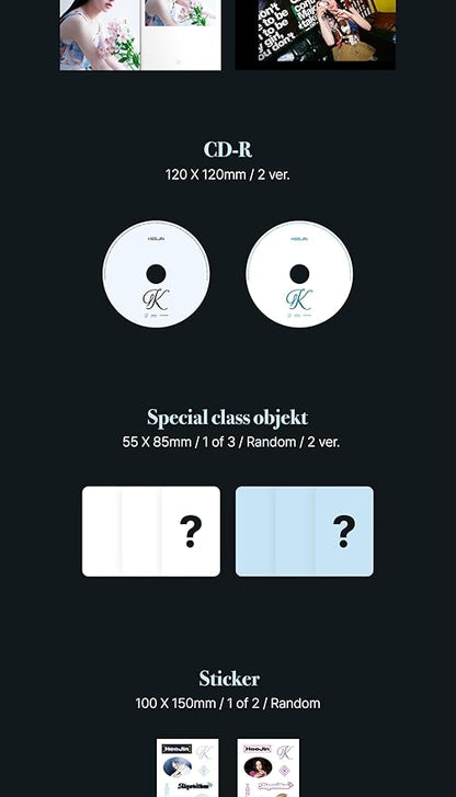 HEEJIN K 1st Mini Album CD+Booklet+Special Class objekt+Sticker+Folded Poster on Pack+Clear photocard+Photo Stand+Tracking Sealed (Random Version)