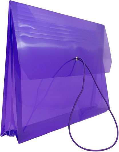 JAM PAPER Plastic Expansion Envelopes with Elastic Band Closure - Letter Booklet - 9 3/4 x 13 with 2.5 Inch Expansion - Purple - 12/Pack