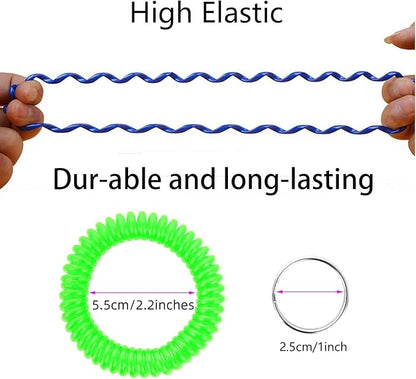 Pack of 36 Colorful Spring Spiral Wrist Coil Key Chain, Wristband Key Ring (Green)