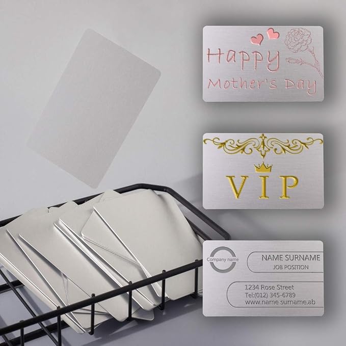 Thick Aluminum Metal Business Cards Anodized Aluminum 86 X 54 X 0.8mm 15 pcs Include Protector Sleeves (silver)