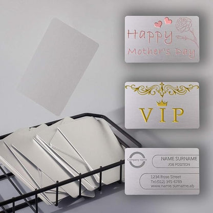 Thick Aluminum Metal Business Cards Anodized Aluminum 86 X 54 X 0.8mm 15 pcs Include Protector Sleeves (silver)