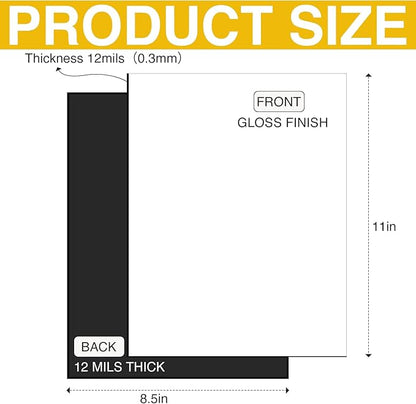Printable Magnetic Sheet-70 Glossy White Sheets-Make fridge magnets, Personality Labels, Crafts-8.5" x 11",Suitbale For DYE Ink
