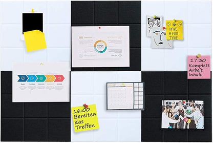 Large 11.8"x11.8" Felt Board Tiles for Wall with 30 Push Pins, Pack of 6 Pin Board Notice Boards for Home Office Kitchen, Bulletin Board Wall Tiles for Photos Memos