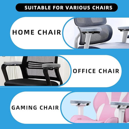 Office Chair Arm Covers with Memory Foam Elbow Pillow for Forearm Pressure Relief, Grey Arm Rest Covers for Office Chairs, Wheelchair, Comfy Gaming Chair