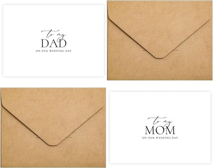 Set of 2 Wedding Day Card for Parents, To My Dad and Mom On Our Wedding Day, Parents Of The Bride/Groom Gifts.（Dad/Mom A）