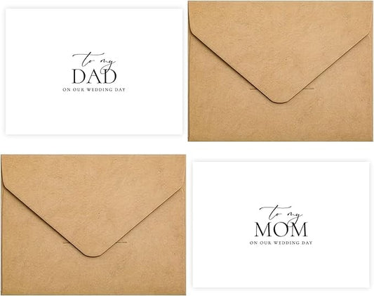 Set of 2 Wedding Day Card for Parents, To My Dad and Mom On Our Wedding Day, Parents Of The Bride/Groom Gifts.（Dad/Mom A）