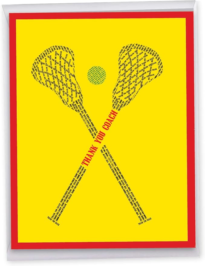 NobleWorks - Jumbo School Teacher Thank You Greeting Card From Us 8.5 x 11 Inch with Envelope (1 Pack) Team Sports Gratitude, School Athlete Appreciation Notecard, Lacrosse Coach J2201ATYG-US
