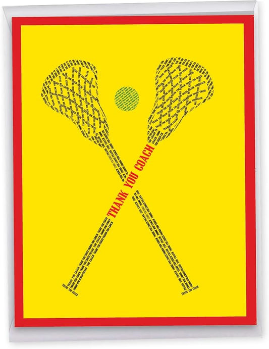 NobleWorks - Jumbo School Teacher Thank You Greeting Card From Us 8.5 x 11 Inch with Envelope (1 Pack) Team Sports Gratitude, School Athlete Appreciation Notecard, Lacrosse Coach J2201ATYG-US