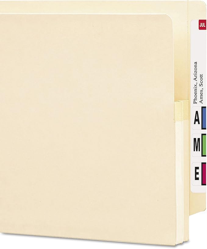 Smead End Tab File Pocket, Reinforced Straight-Cut Tab, 1-3/4" Expansion, Letter Size, Manila, 25 per Box (75114)