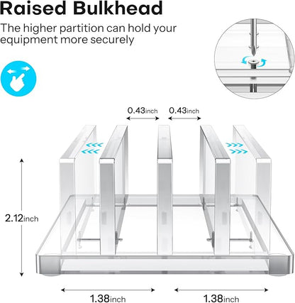 OMOTON Vertical Laptop Stand for Desk, Acrylic Dual Laptop Holder Desktop Clear Adjustable Dock for MacBook Pro Air, HP, All Gaming Laptops up to 17”