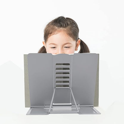 Metal Book Stand - Adjustable Holder for Reading (Full Grey)