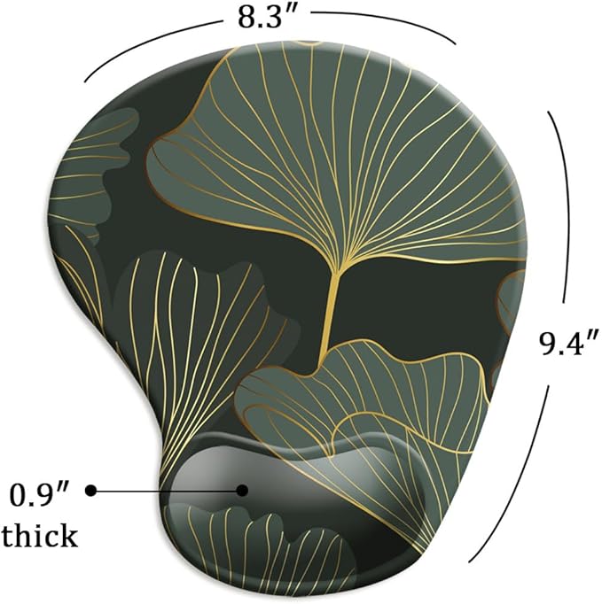 DOOKE Ergonomic Mouse Pad with Wrist Support and Coaster,Mouse Pads with Non-Slip PU Base for Home Office Working Studying Easy Typing & Pain Relief Green Leaf