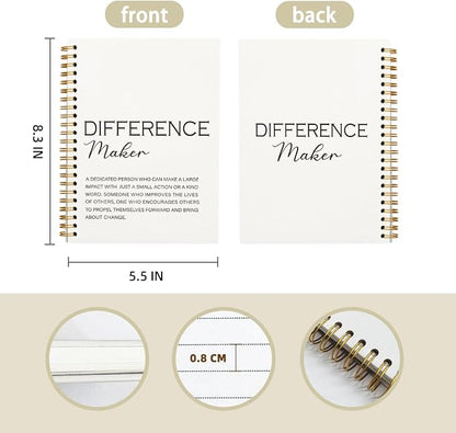 Difference Maker Gift, Difference Maker Definition Spiral Notebook Journal, Motivational Notebooks, Thank You Gifts for Women Men Teacher Coworkers, Hardcover Spiral Notebook 5.5x8.3(White)