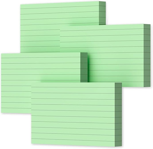 Green Index Cards 3x5 Ruled Note Cards, 200 PCS Lined Index Cards Flashcards, 180 GSM Heavyweight Notecards 3x5 Lined Flash Cards for Studying School Notes Taking, 3 x 5 Index Card Ruled Study Cards