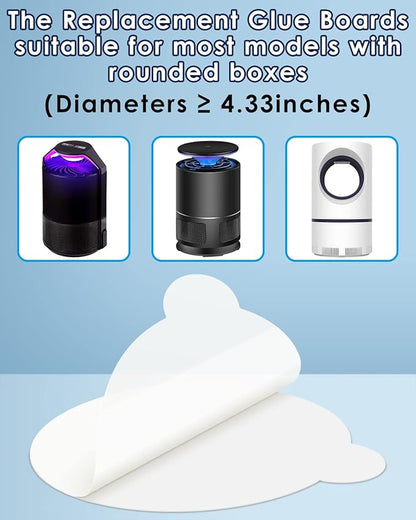 50Pack 4.3 Inches Replacement Glue Boards, Refillable Glue Boards Round Sticky Compatible for Katchy, Fenun, FVOAI, MOAHUNT Most Models Indoor Outdoor Lamp