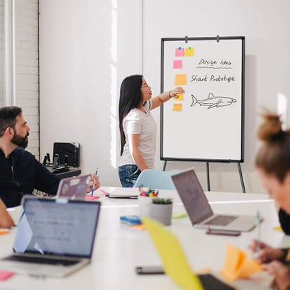 Easel Whiteboard - Black Magnetic Portable Dry Erase 40 x 28 Tripod Height Adjustable, Flipchart Easel Stand White Board for Office