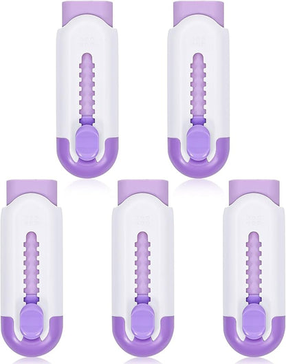 Pencil Erasers, Retractable Erasers for Pencils - White Purple, Pack of 5