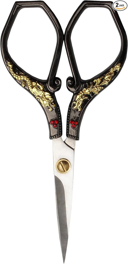 JubileeYarn Gold Dragon Relief w/Red Crystals Embroidery Craft Scissors - Black - 1 Scissor