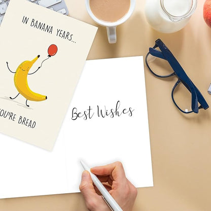 Funny Banana Birthday Card for Women Men, Happy Birthday Gifts Card for Friend or Family, Cute Banana Bread Card for Him Her - In Banana Years You’re Bread