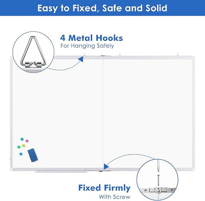 White Board Dry Erase 60x48, Large Magnetic Whiteboard Maxtek Dry Erase Boards for Wall, Aluminum Presentation Wall-Mounted Marker Board with a Long Pen Tray for School, Classroom, Office & Home