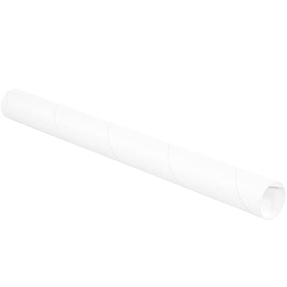 BOX USA BP2020W Mailing Tubes with Caps, 2" x 20", White (Pack of 50)