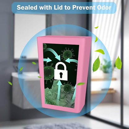 SHPMXUPW 3 Pack Bathroom Small Trash Can with Lid,10L / 2.6 Gallon Slim Garbage Bin Wastebasket with Pop-Up Lid for Bedroom, Office, Kitchen, Craft Room, Fits Under Desk/Cabinet/Sink