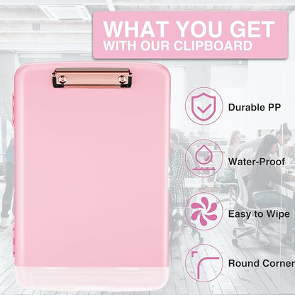 Sooez Clipboard with Storage, High Capacity Nursing Clipboard with Pen Holder, Clip Boards 8.5x11 with Storage, Low-Profile Clip, Lightweight Plastic Clipboard for Teachers, Lawers, Office Workers