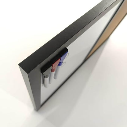 Combination Board Magnetic Dry Erase Board & Corkboard,24''x18'' Combo Board, Black Frame