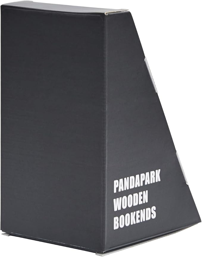 Pandapark Wood Bookends,Non-Skid Bookend for Shelves,Heavy Duty Bookends,Book Stand for Books/CDs,1 Pair