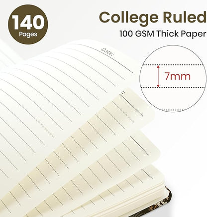 Lined Spiral Journal Notebook for Women, A5 College Ruled Journals for Writing, Hardcover Notebooks for Work, Note Taking and Office School Supplies,140 Pages - Wild Rose