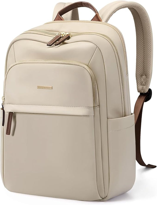 Laptop Backpack for Women Travel Work Commute Casual Daypack Backpack Purse Computer Bags Fit 16 Inch Notebook (Apricot)