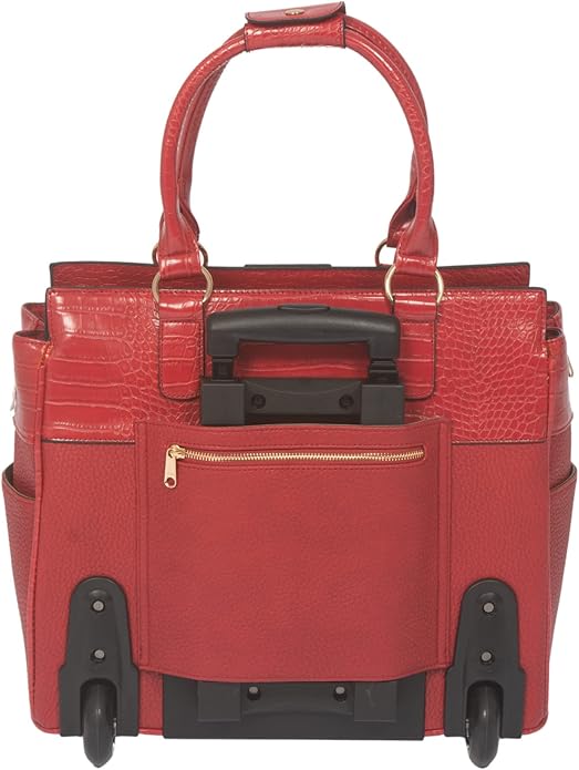 JKM and Company Alligator Compatible With Computer iPad, Laptop Tablet Rolling Tote Bag Briefcase Carryall Bag