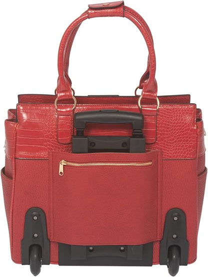 JKM and Company Alligator Compatible With Computer iPad, Laptop Tablet Rolling Tote Bag Briefcase Carryall Bag