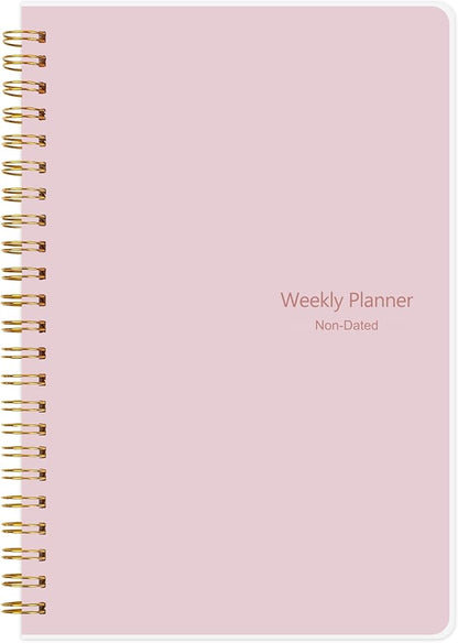 Weekly Planner with Habit Tracker Undated 52 Weeks To Do List Notebook Spiral Weekly Planner Notebook for Weekly Goals Priorities Work Planner, 5.8" x 8" Pink