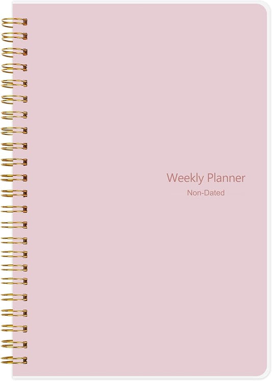 Weekly Planner with Habit Tracker Undated 52 Weeks To Do List Notebook Spiral Weekly Planner Notebook for Weekly Goals Priorities Work Planner, 5.8" x 8" Pink