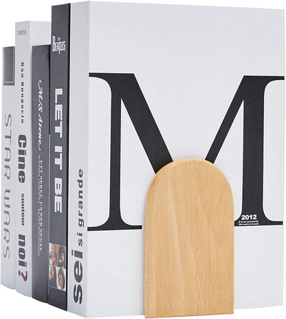 Pandapark Wood Bookends,Non-Skid Bookend for Shelves,Heavy Duty Bookends,Book Stand for Books/CDs,1 Pair