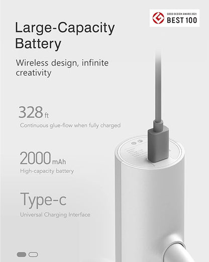 HOTO Cordless Hot Glue Gun, Minimalist Style, 30S Heating Fast, Smart-Power-off, Compact Size, USB-C Rechargeable, Intelligent Temperature Control, 10 Glue Sticks for Crafts, DIY Arts, Home Repairs