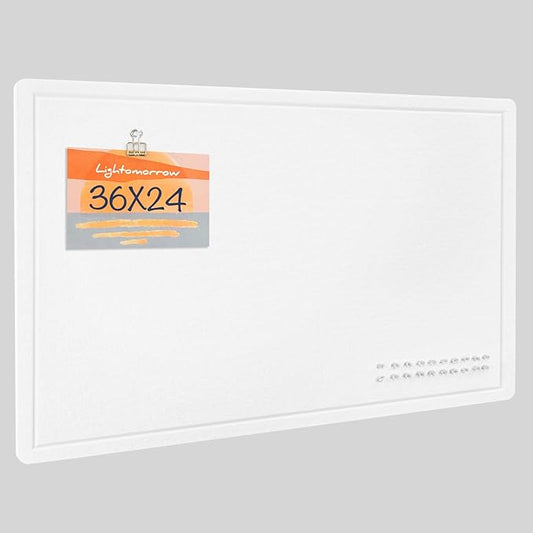 Bulletin Board, 36 x 24 inches Felt Board - Decorative Pin Board, Cork Board Alternative for Wall, 3' x 2' Foldable Picture Board Self-Adhesive Vision Board Prayer Board with 20 Pushpins - White