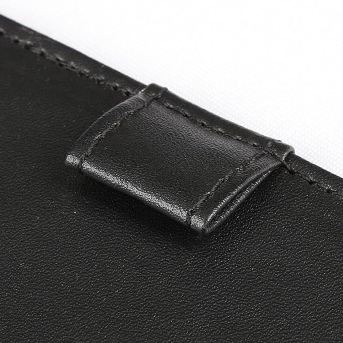 PU Leather Clipboard 8.6" X 4.7" - A6 Long File Clip Folder Document Organizer Writing Pad Office Business Card Holder - Magnetic Conference Pad with Pen Holder - Black