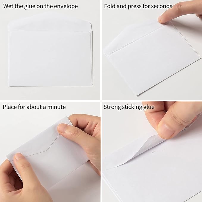 120 Pack Mini Envelopes Small Envelopes Self-Adhesive Kraft Paper Tiny Pockets for Business Cards Christmas Holiday Small Gift Cards Invitations Cards(4.13"×2.76") (White)