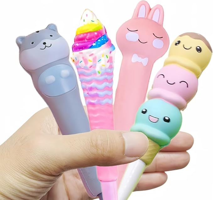 Easter Baskets Kawaii Squishy Pens 4Pcs Cute & Fun Pen for Stationary for Teenage Gifts for Tweens Girls Back to School Supplies