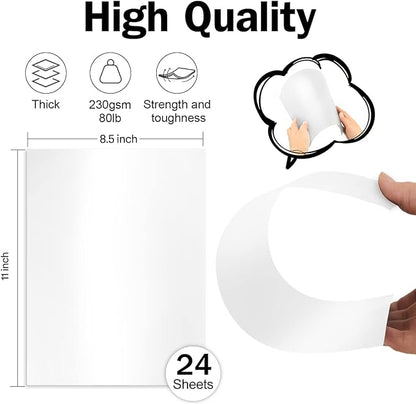 24 Sheets White Shimmer Cardstock 8.5 x 11 Metallic Paper, Goefun 80lb Card Stock Printer Paper for Invitations, Certificates, Crafts, DIY Cards