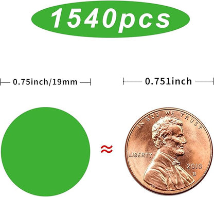 1540 PCS Colored Dot Stickers,Round Color Coding Labels, Polka Circle Dot Label Sticker for Office,Classroom,Papers Etc