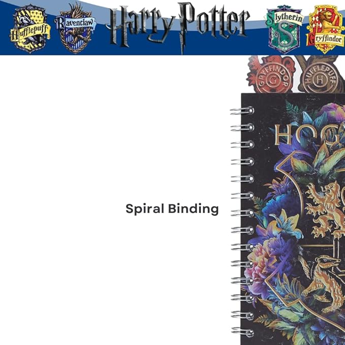 Innovative Designs Harry Potter Hogwarts Tab Journal Notebook, Spiral Bound, 96 Lined Pages, 8 x 7 inches, Black