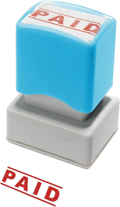 WAFJAMF Paid Stamp–Pre-Inked Message Stamp Self Inking Rubber Stamp Red Ink-Medium