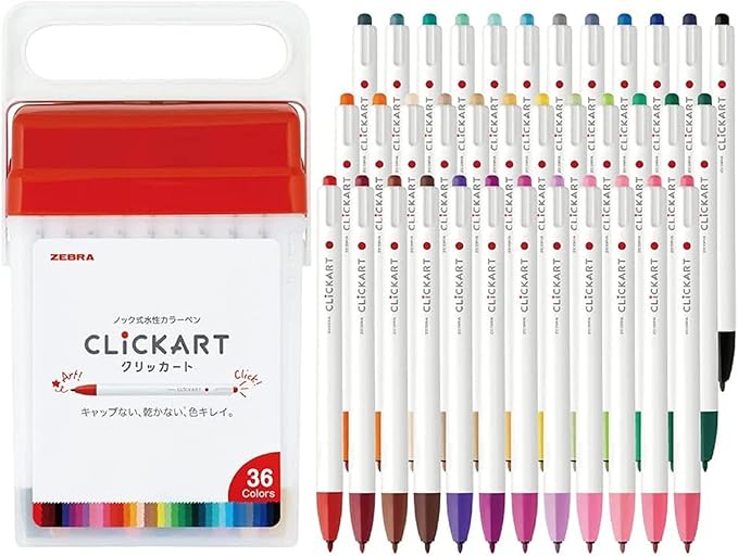 Zebra WYSS22-36C-N Clickart Water-Based Markers, 36 Colors, Case Included